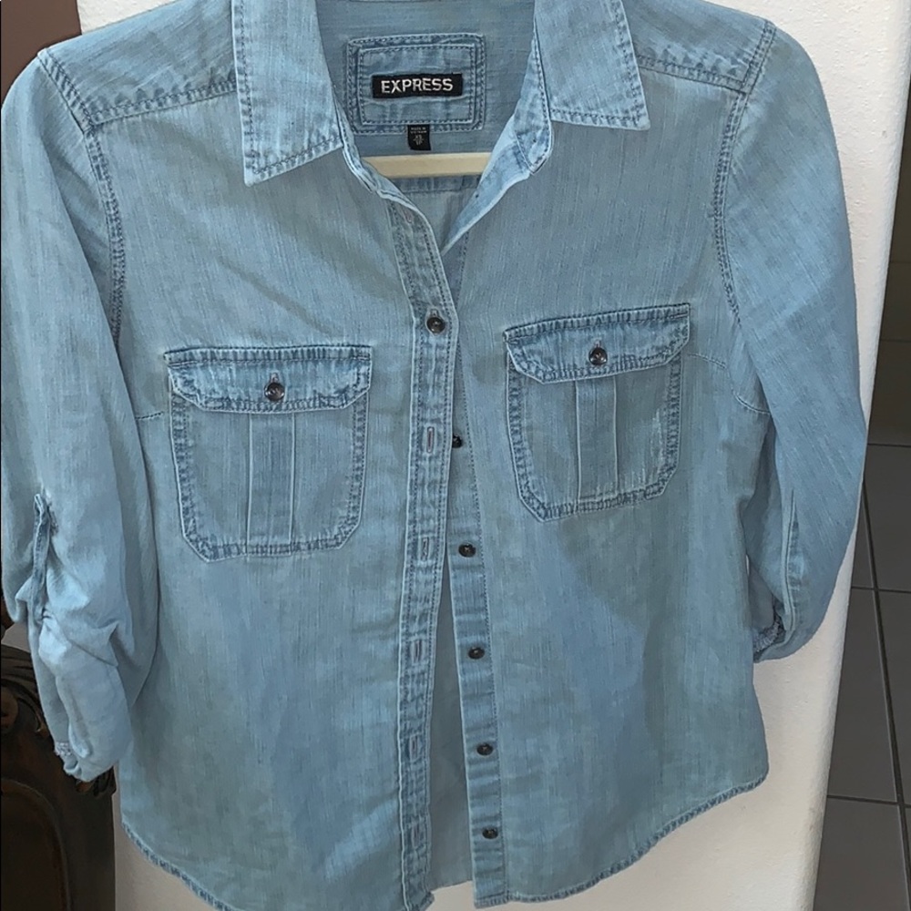 Express distressed cargo blouse